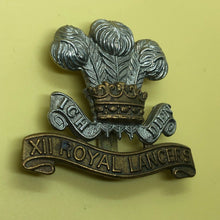 Load image into Gallery viewer, Original WW2 British Army Cap Badge - 12th (Prince Of Wales's Royal) Lancer - The Militaria Shop