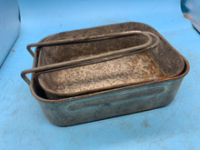 Load image into Gallery viewer, Original WW2 British Army Soldiers Mess Tin Set - Two Piece - Fold Out Handles - The Militaria Shop