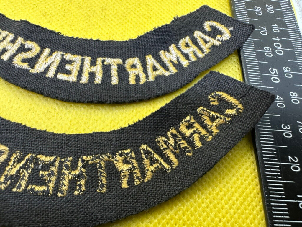 Original WW2 British Home Front Civil Defence Carmarthenshire Shoulder Titles - The Militaria Shop