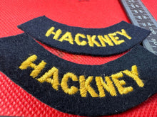 Load image into Gallery viewer, Original WW2 British Home Front Civil Defence Hackney Shoulder Titles - The Militaria Shop