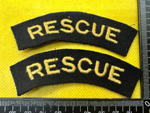 Load image into Gallery viewer, Original WW2 British Home Front Civil Defence Rescue Shoulder Titles - The Militaria Shop