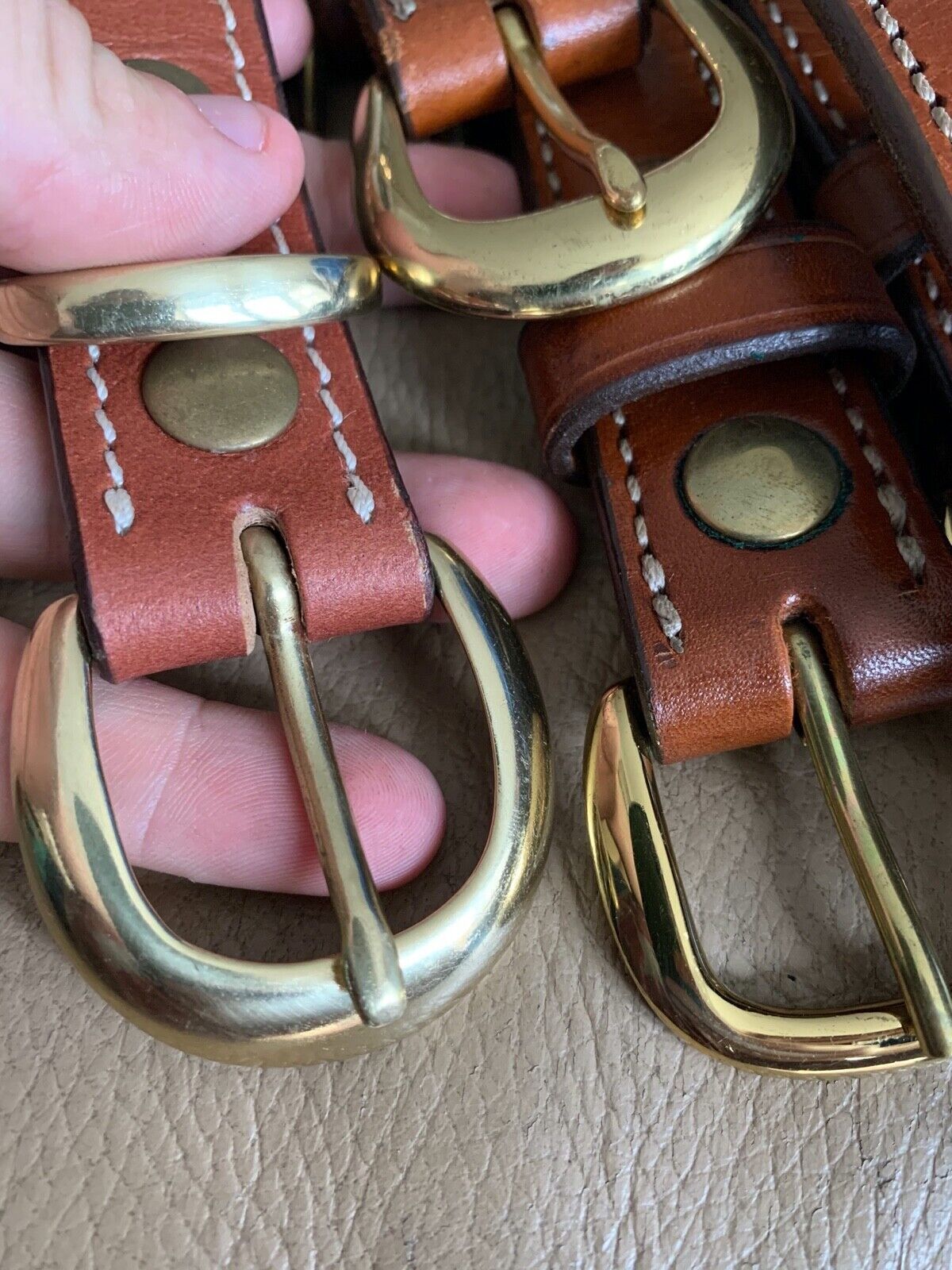 Aker Brown Leather Pistol Police Belt - Varied Sizes - Hidden Coin Compartment - The Militaria Shop