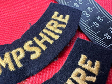 Load image into Gallery viewer, Original WW2 British Home Front Civil Defence Hampshire Shoulder Titles - The Militaria Shop