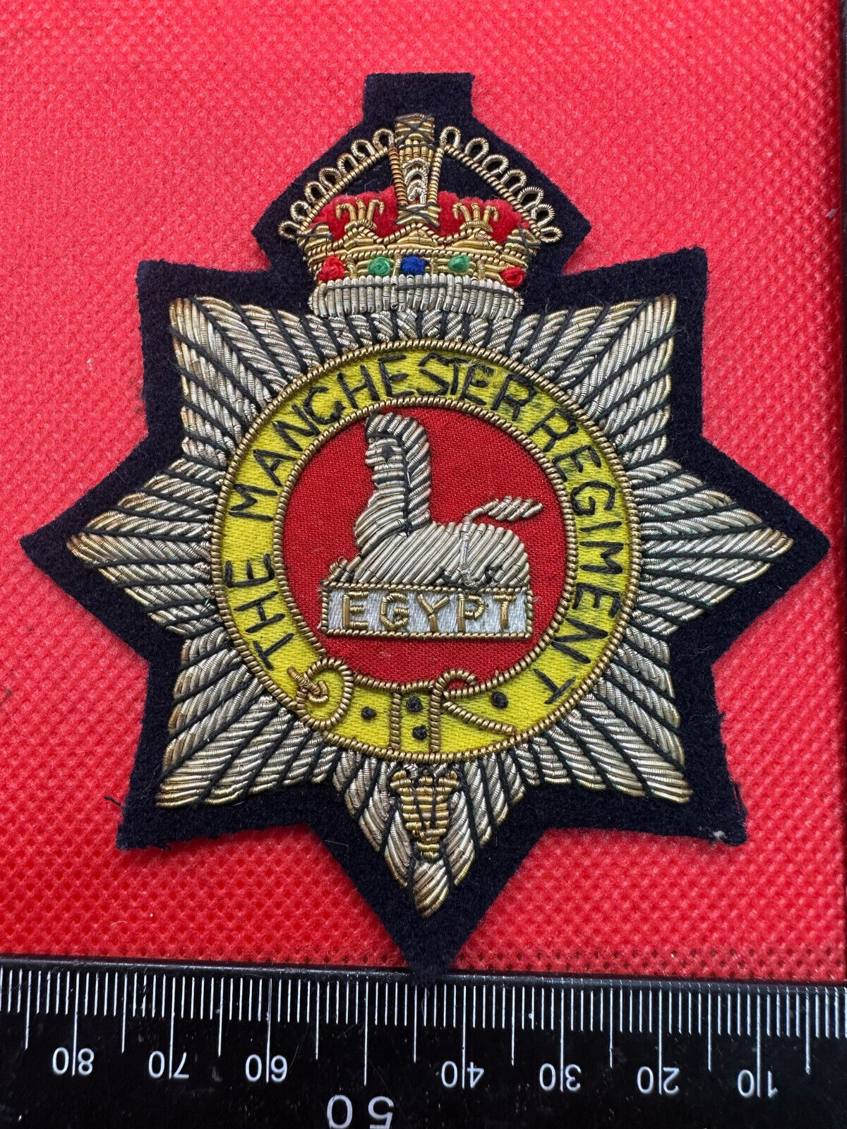 British Army Bullion Embroidered Blazer Badge -Manchester Regiment - Kings Crown - The Militaria Shop