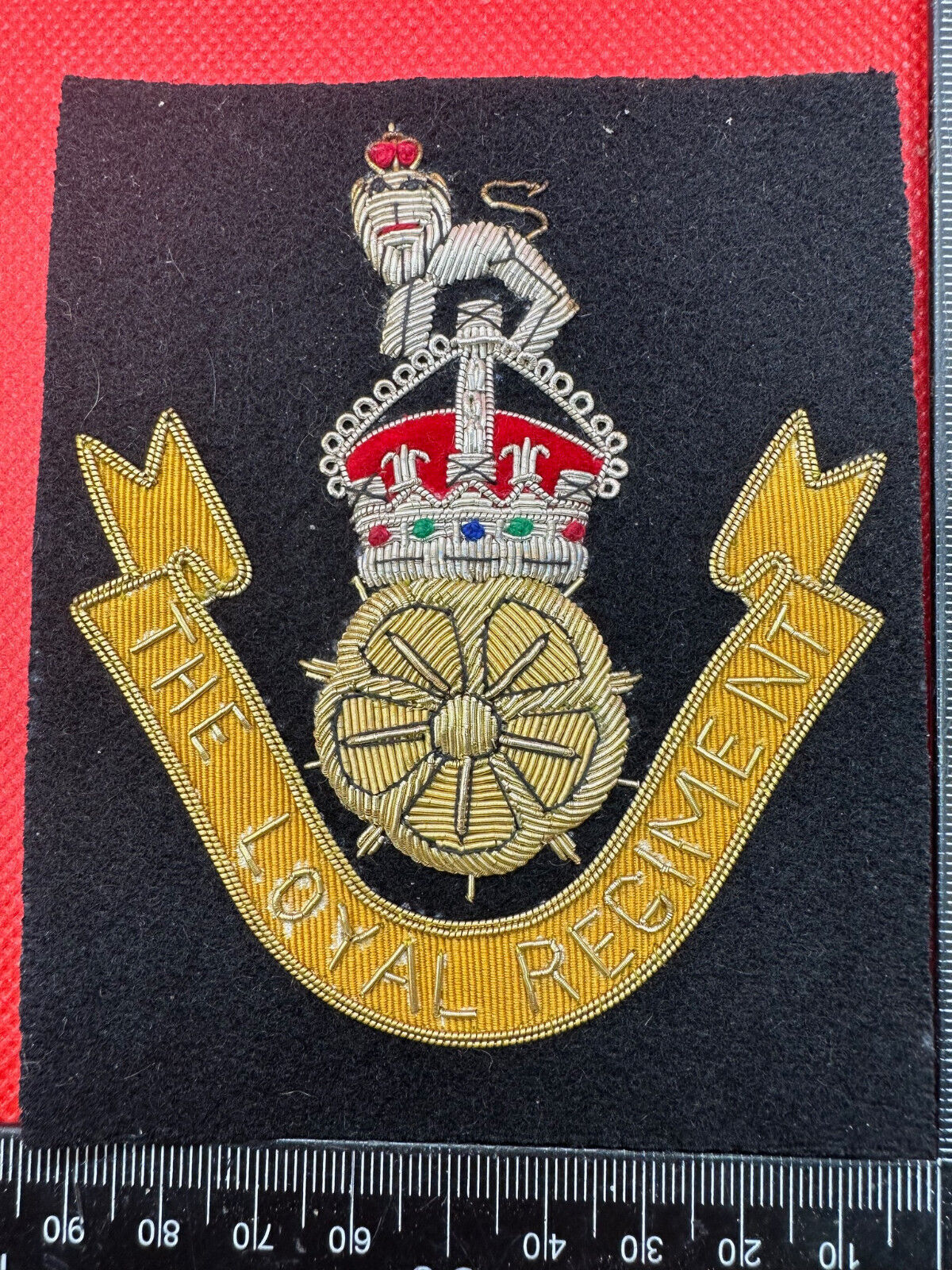 British Army Bullion Embroidered Blazer Badge - The Loyal Regiment - Kings Crown - The Militaria Shop