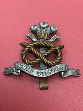 Load image into Gallery viewer, Original WW2 British Army Kings Crown Cap Badge - North Stafford Regiment - The Militaria Shop