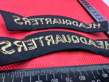 Load image into Gallery viewer, Original WW2 British Home Front Civil Defence Hedquarters Shoulder Title Pair - The Militaria Shop