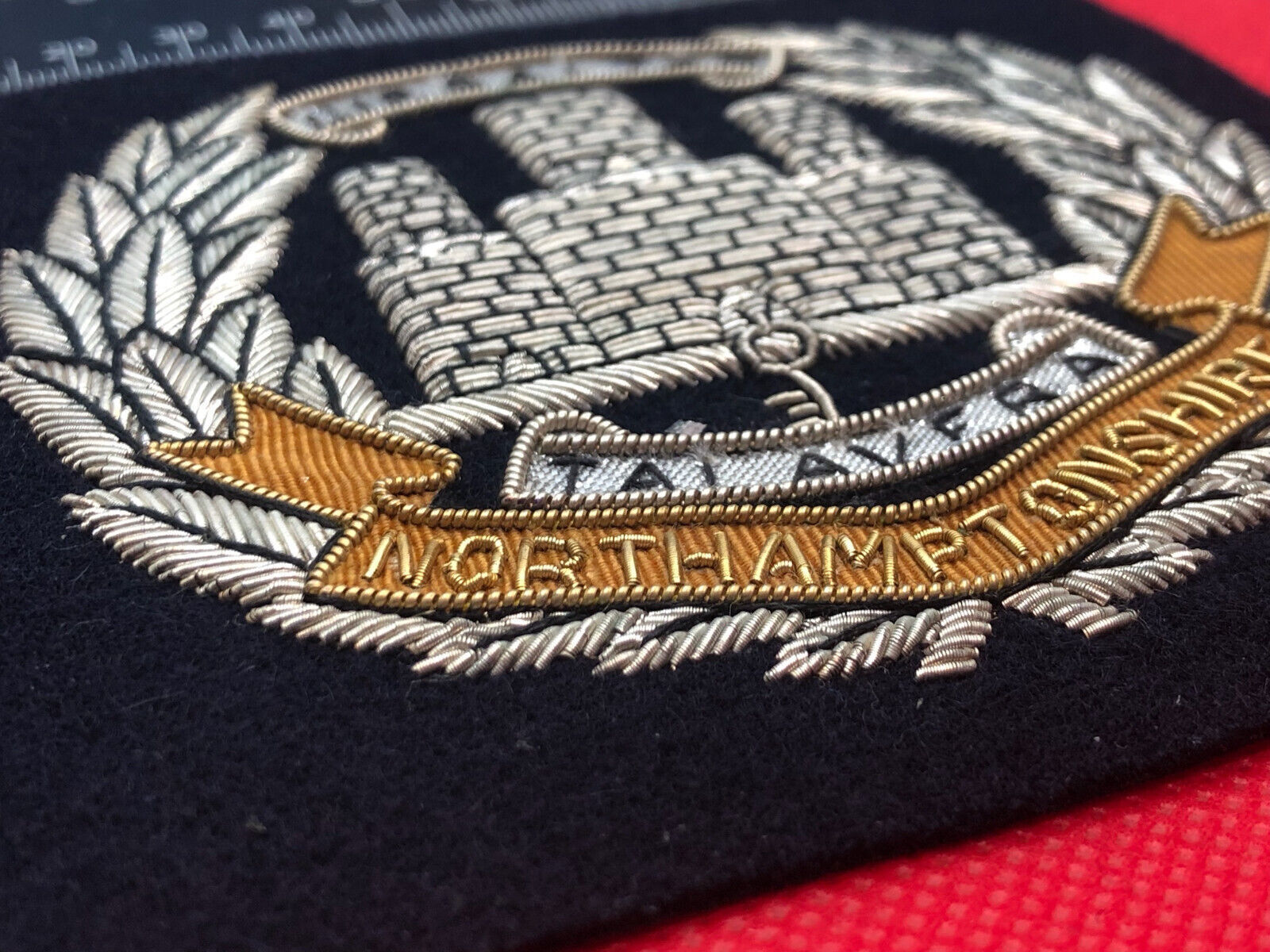 British Army Bullion Embroidered Blazer Badge - Northamptonshire Regiment - The Militaria Shop