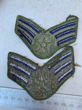 Lade das Bild in den Galerie-Viewer, Pair of United States Air Force Rank Chevrons Olive Green -- Senior Airmen - The Militaria Shop