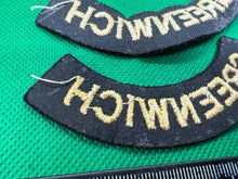 Load image into Gallery viewer, Original WW2 British Home Front Civil Defence Greenwich Shoulder Titles - The Militaria Shop
