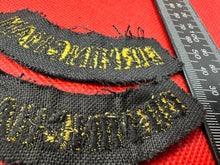 Load image into Gallery viewer, Original WW2 British Home Front Civil Defence Birmingham Shoulder Title Pair - The Militaria Shop