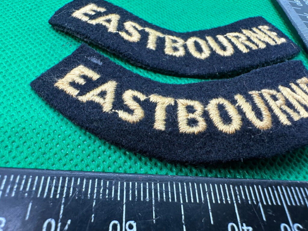 Original WW2 British Home Front Civil Defence Eastbourne Shoulder Titles - The Militaria Shop