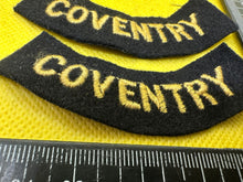 Load image into Gallery viewer, Original WW2 British Home Front Civil Defence Coventry Shoulder Titles - The Militaria Shop