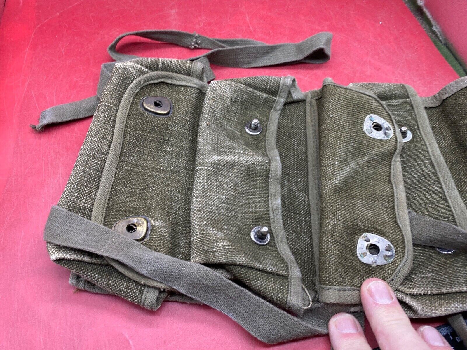 Original French Army Green 3 Pocket Grenade Carrier Webbing Pouch - The Militaria Shop