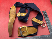 Load image into Gallery viewer, WW2 British Army Hussars Blue Canvas and Leather Belt with Fittings - The Militaria Shop