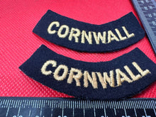 Charger l'image dans la galerie, Original WW2 British Home Front Civil Defence Cornwall Shoulder Titles - The Militaria Shop