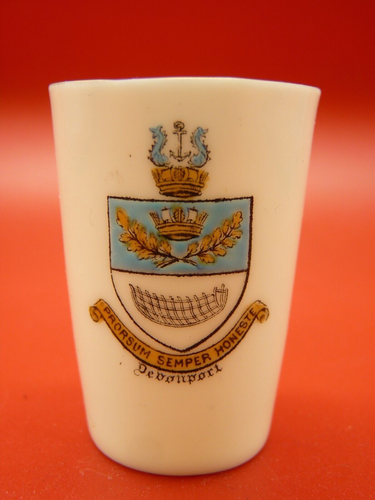 A Crested China - Devonport - Small jug/trinket holder. A lovely decorative item - The Militaria Shop