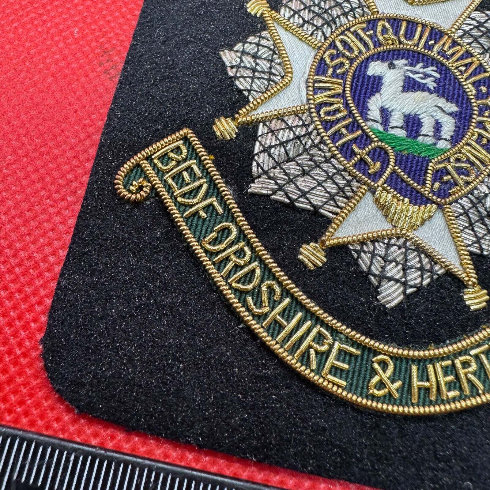 British Army Bullion Embroidered Blazer Badge - Bedfordshire & Hertfordshire - The Militaria Shop