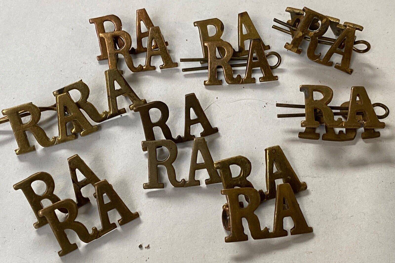 WW1 British Army - Royal Artilllery RA - genuine brass shoulder titles. - The Militaria Shop