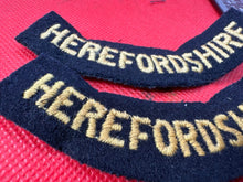 Load image into Gallery viewer, Original WW2 British Home Front Civil Defence Herefordshire Shoulder Titles - The Militaria Shop