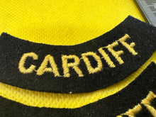 Load image into Gallery viewer, Original WW2 British Home Front Civil Defence Cardiff Shoulder Titles - The Militaria Shop