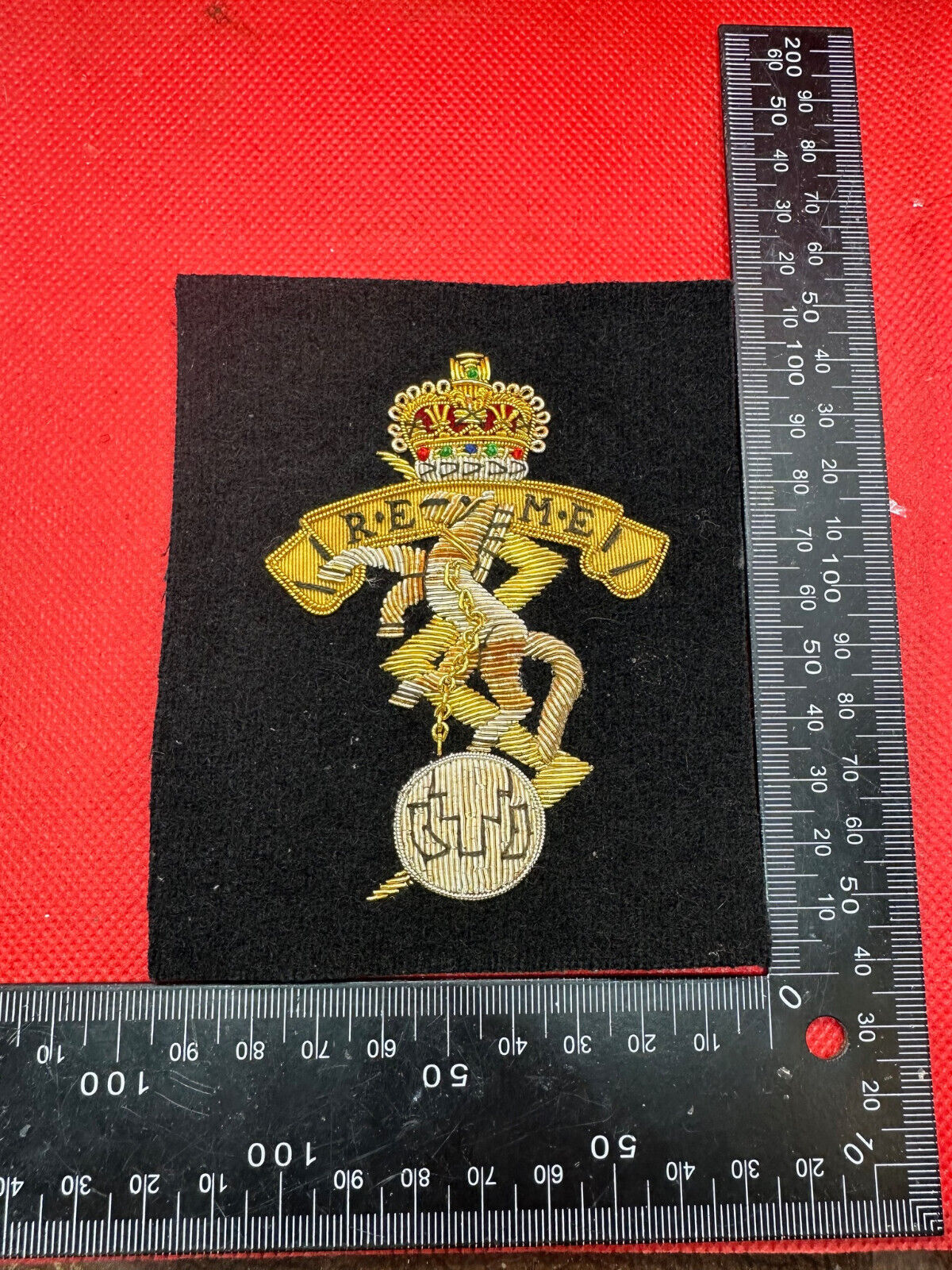 British Army Bullion Embroidered Blazer Badge - R.E.M.E Engineers - Queens Crown - The Militaria Shop
