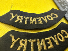 Load image into Gallery viewer, Original WW2 British Home Front Civil Defence Coventry Shoulder Titles - The Militaria Shop