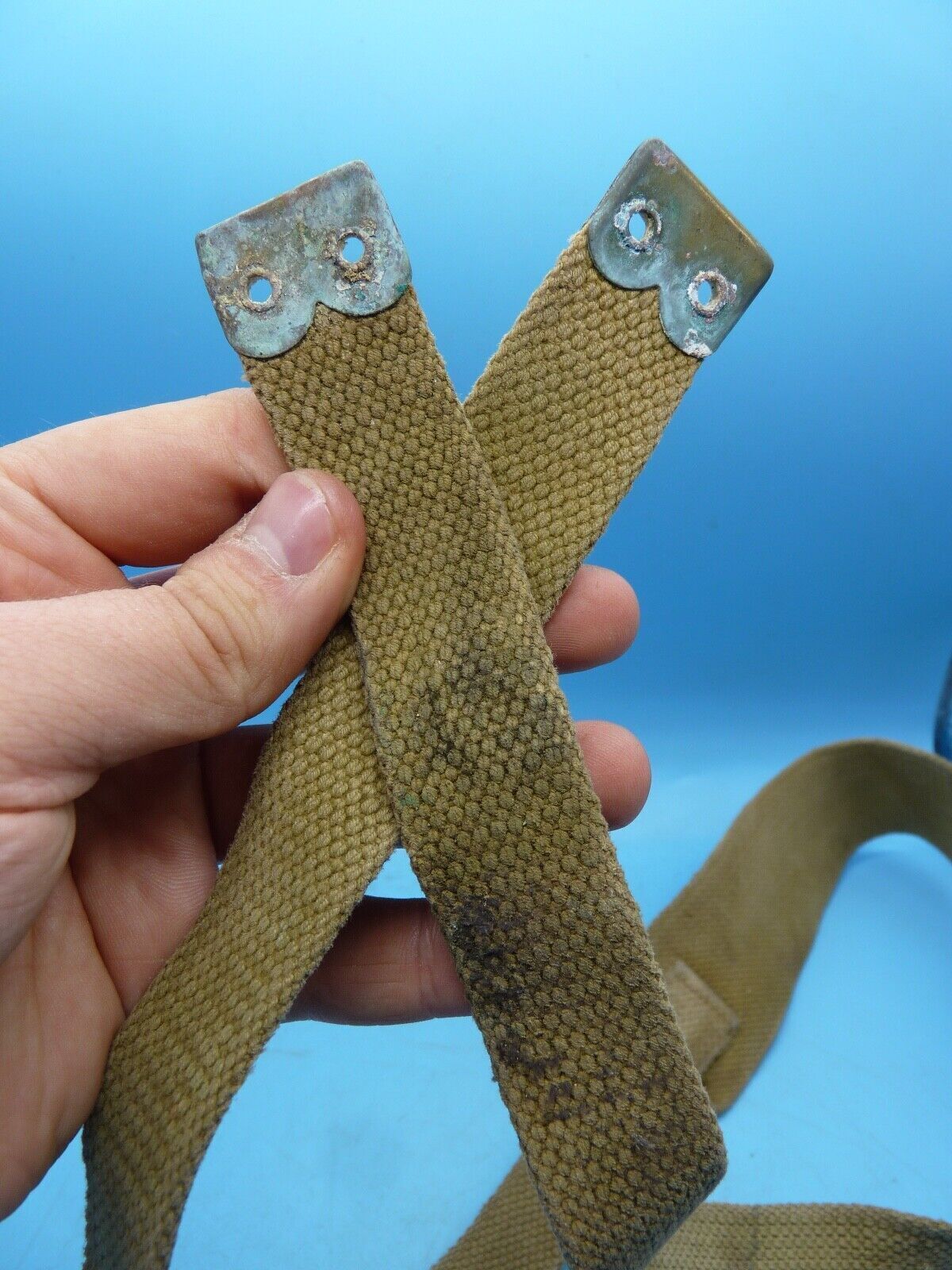 Original WW2 British Army 37 Pattern Canvass Shoulder Strap / Cross Strap - The Militaria Shop