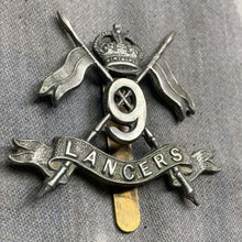 Load image into Gallery viewer, Original WW2 British Army 9th Queen's Royal Lancers Cap Badge - The Militaria Shop