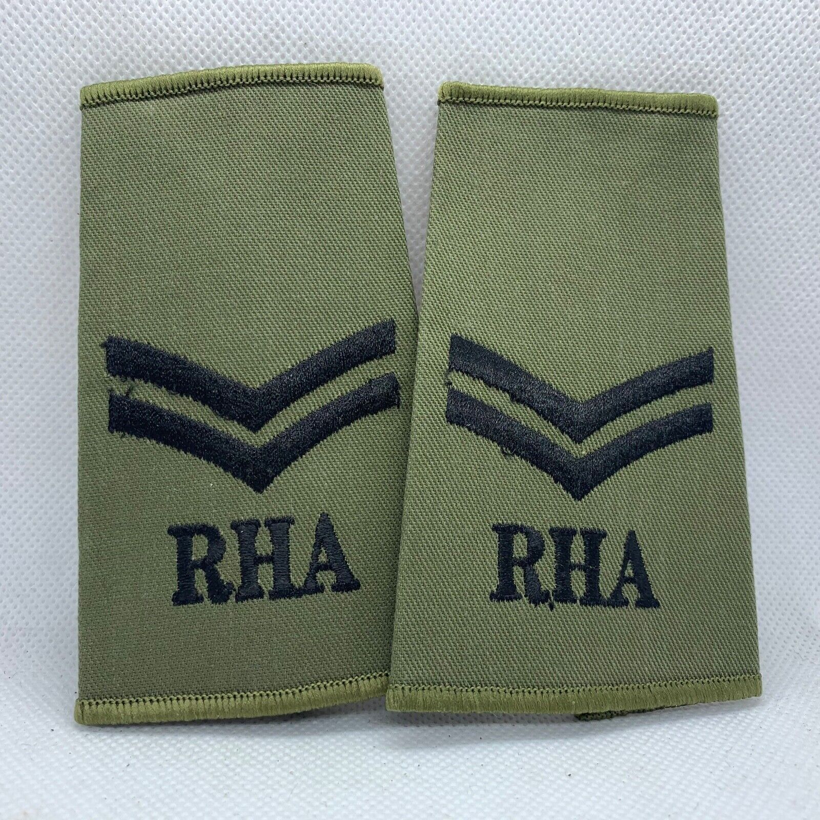 RHA Royal Horse OD Green Rank Slides / Epaulette Pair Genuine British Army - NEW - The Militaria Shop