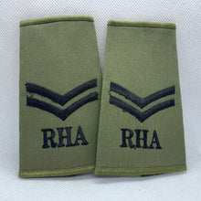 Load image into Gallery viewer, RHA Royal Horse OD Green Rank Slides / Epaulette Pair Genuine British Army - NEW - The Militaria Shop