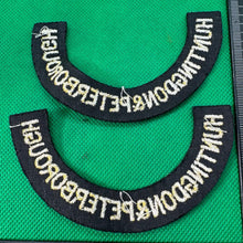 Load image into Gallery viewer, Original WW2 British Home Front Civil Defence Huntingdon & Peter Shoulder Ti - The Militaria Shop