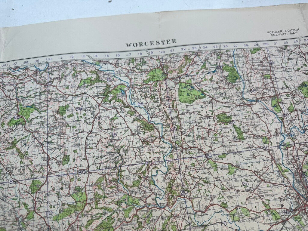 Original WW2 British Army OS Map of England - War Office - Worcester - The Militaria Shop