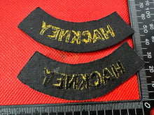 Load image into Gallery viewer, Original WW2 British Home Front Civil Defence Hackney Shoulder Titles - The Militaria Shop