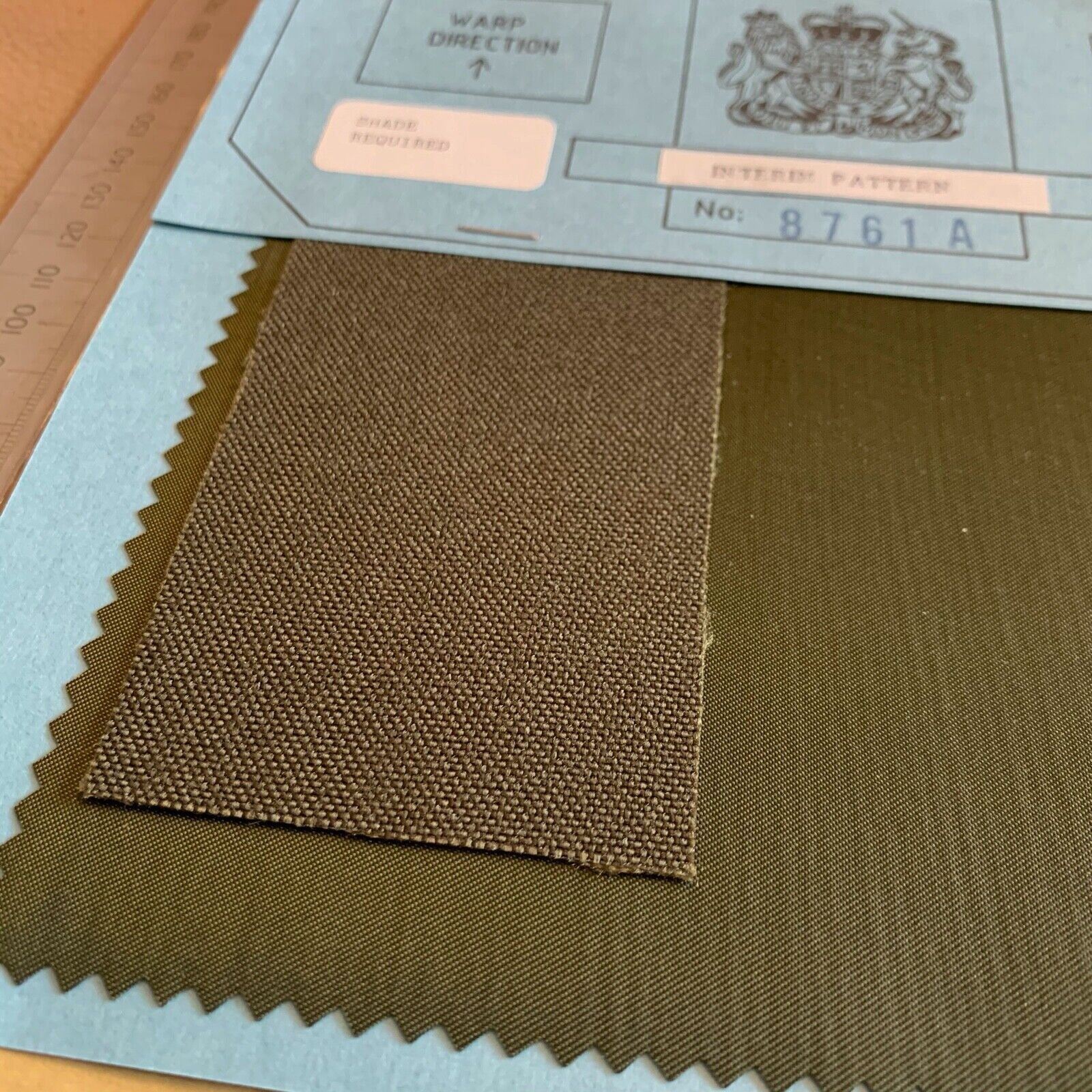 Original British Army Sealed Standard Patter - 8761A Laminate Cloth Olive Drab - The Militaria Shop