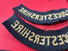 Load image into Gallery viewer, Original WW2 British Home Front Civil Defence Gloucestershire Shoulder Titles - The Militaria Shop