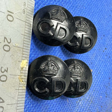Load image into Gallery viewer, Original British Civil Defence Bakelite 17mm Uniform Buttons - Set of 4 - WW2 - The Militaria Shop