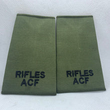 Load image into Gallery viewer, Rifles ACF OD Green Rank Slides / Epaulette Pair Genuine British Army - NEW - The Militaria Shop
