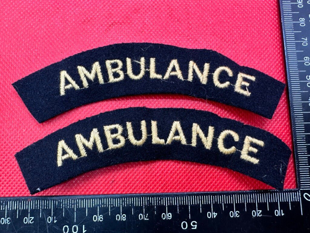 Original WW2 British Home Front Civil Defence Ambulance Shoulder Title Pair - The Militaria Shop