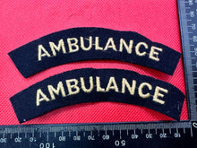 Lade das Bild in den Galerie-Viewer, Original WW2 British Home Front Civil Defence Ambulance Shoulder Title Pair - The Militaria Shop