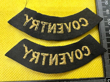 Load image into Gallery viewer, Original WW2 British Home Front Civil Defence Coventry Shoulder Titles - The Militaria Shop