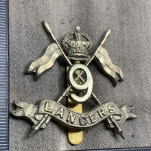 Load image into Gallery viewer, Original WW2 British Army 9th Queen's Royal Lancers Cap Badge - The Militaria Shop