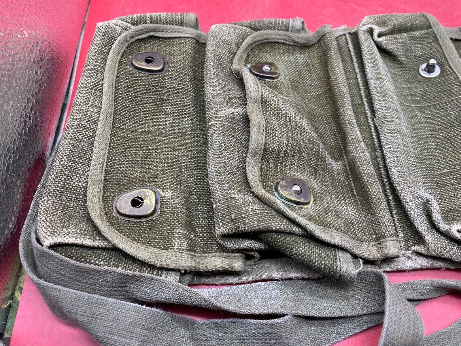 Original French Army Green 3 Pocket Grenade Carrier Webbing Pouch - The Militaria Shop