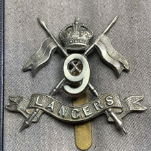 Load image into Gallery viewer, Original WW2 British Army 9th Queen's Royal Lancers Cap Badge - The Militaria Shop