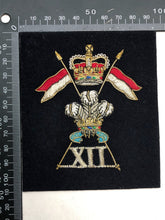 Load image into Gallery viewer, British Army Bullion Embroidered Blazer Badge - 12th Lancers - The Militaria Shop