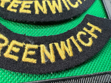 Load image into Gallery viewer, Original WW2 British Home Front Civil Defence Greenwich Shoulder Titles - The Militaria Shop