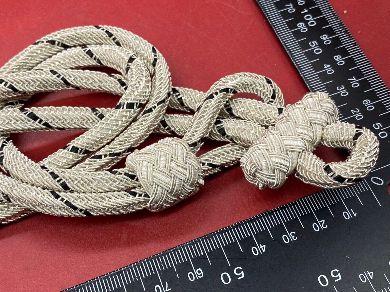 German Army Officer's Black and Silver Braid Lanyard / Aguillette. - The Militaria Shop