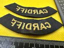 Load image into Gallery viewer, Original WW2 British Home Front Civil Defence Cardiff Shoulder Titles - The Militaria Shop