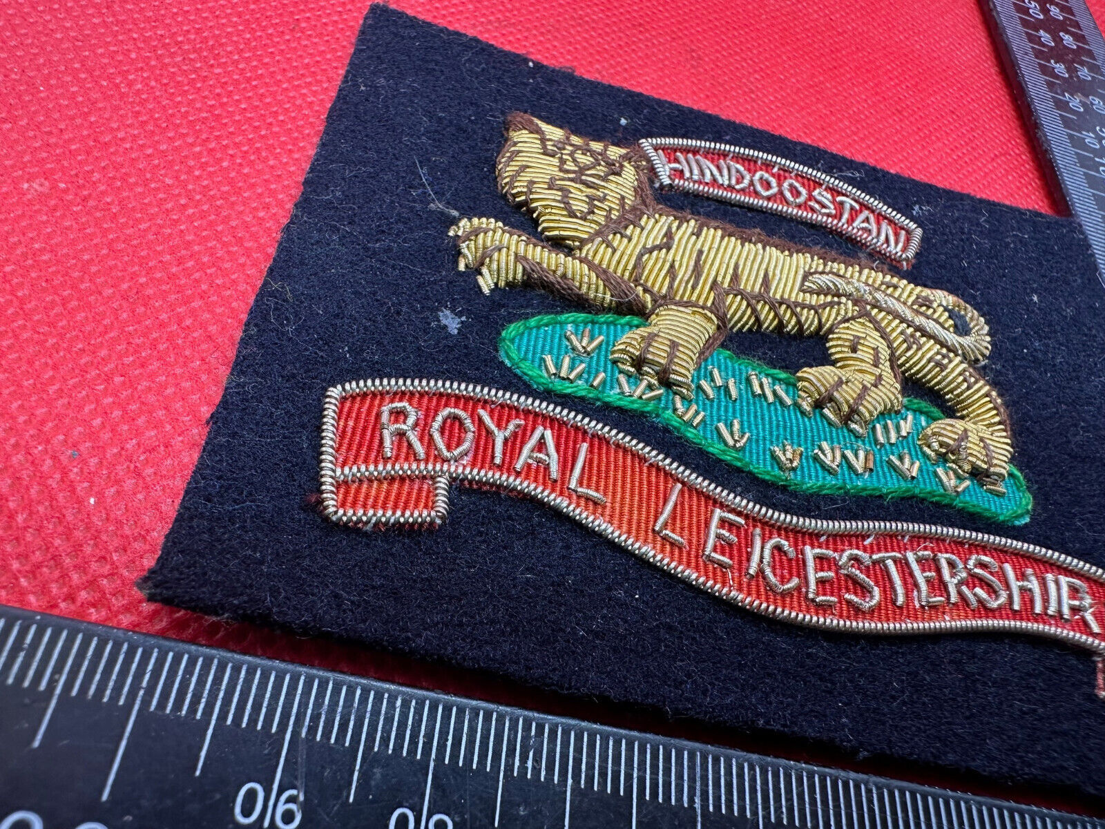 British Army Bullion Embroidered Blazer Badge - Royal Leicestershire -Hindoostan - The Militaria Shop