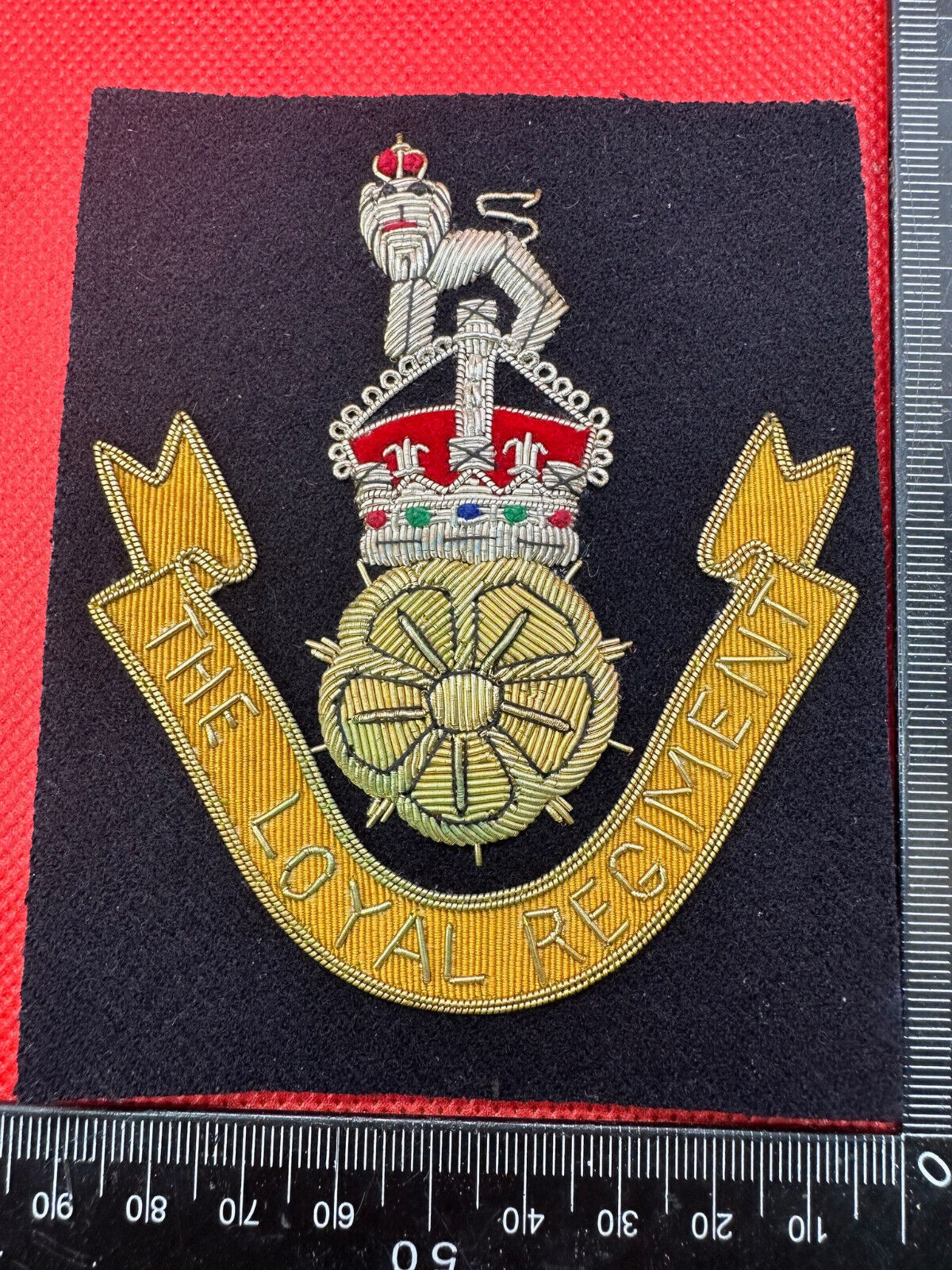 British Army Bullion Embroidered Blazer Badge - The Loyal Regiment - Kings Crown - The Militaria Shop